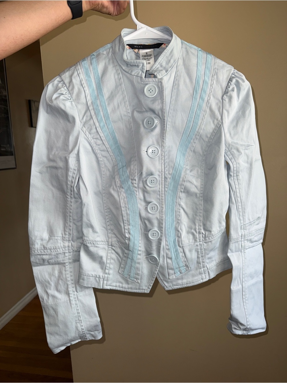vintage Marc Jacobs Military Style Pale Blue Button-Front Jacket